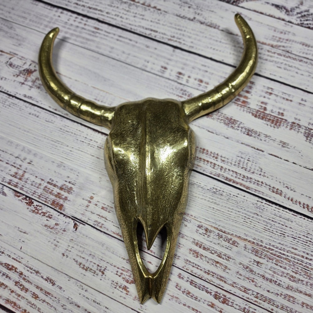 Metallic Western Faux Steer Head Skull Metallic Gold Gothic Wall Decor